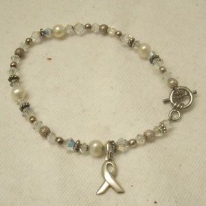 Bead Bracelet Sterling Silver Awareness Ribbon
